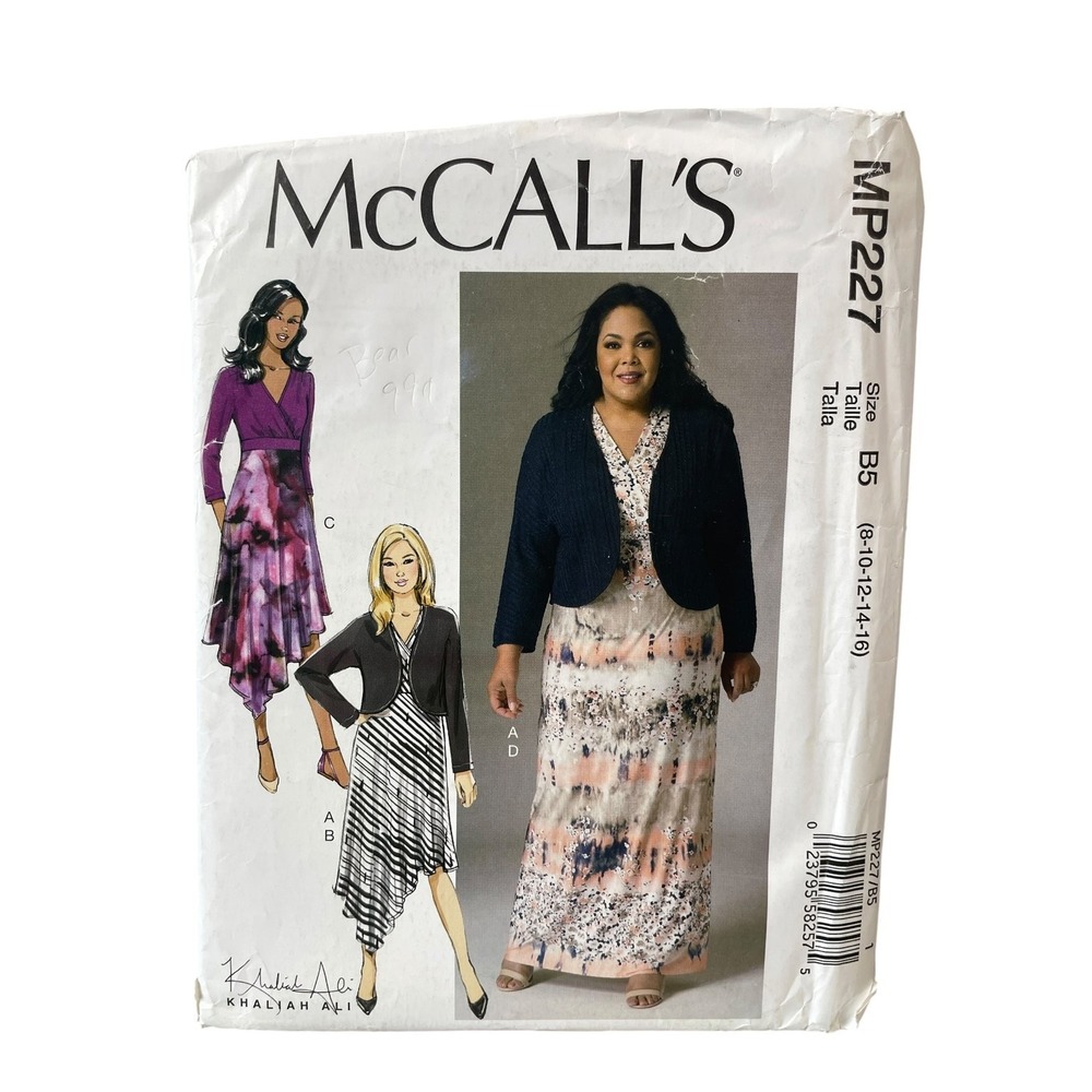 McCall's MP227 Dress Shrug B5 (8-16) Khaliah Ali Knit Maxi Wrap Bolero
